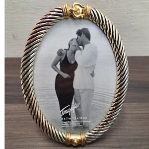 Burnes of Boston Twisted Rope Frame Gold Silver Tone 5x7 Photo Display Easel